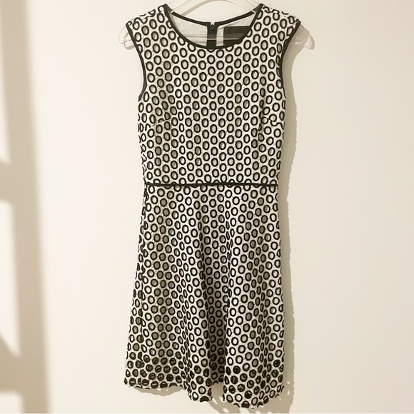 Women's Dress J Crew Black & White A line Punched-out Eyelet Dress  Back… - Picture 2 of 8